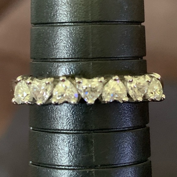 Moissanite Platineve Heart Band Ring .63ctw DEW - Picture 1 of 16
